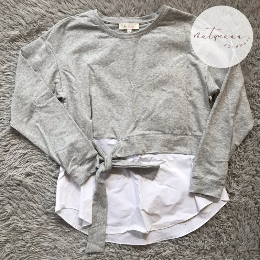 Two by Vince Camuto Grey Heather Front Tie Sweatshirt